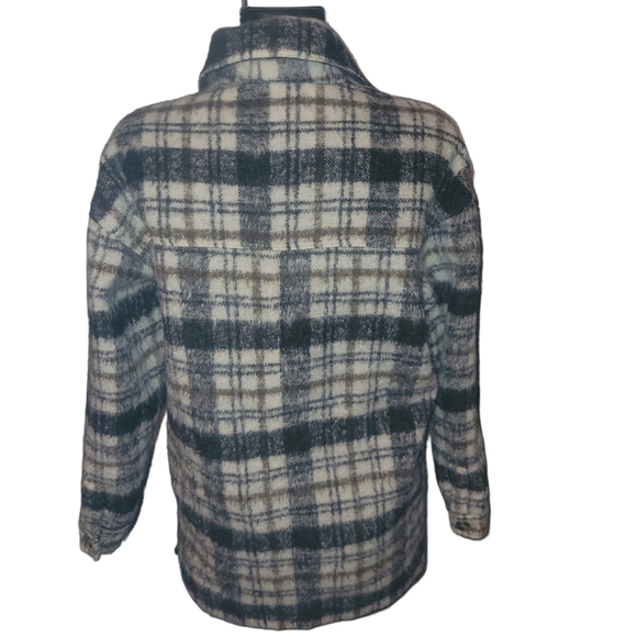 Universal Thread Cream and Black Plaid Wool Blend Shacket XS - Picture 5 of 6